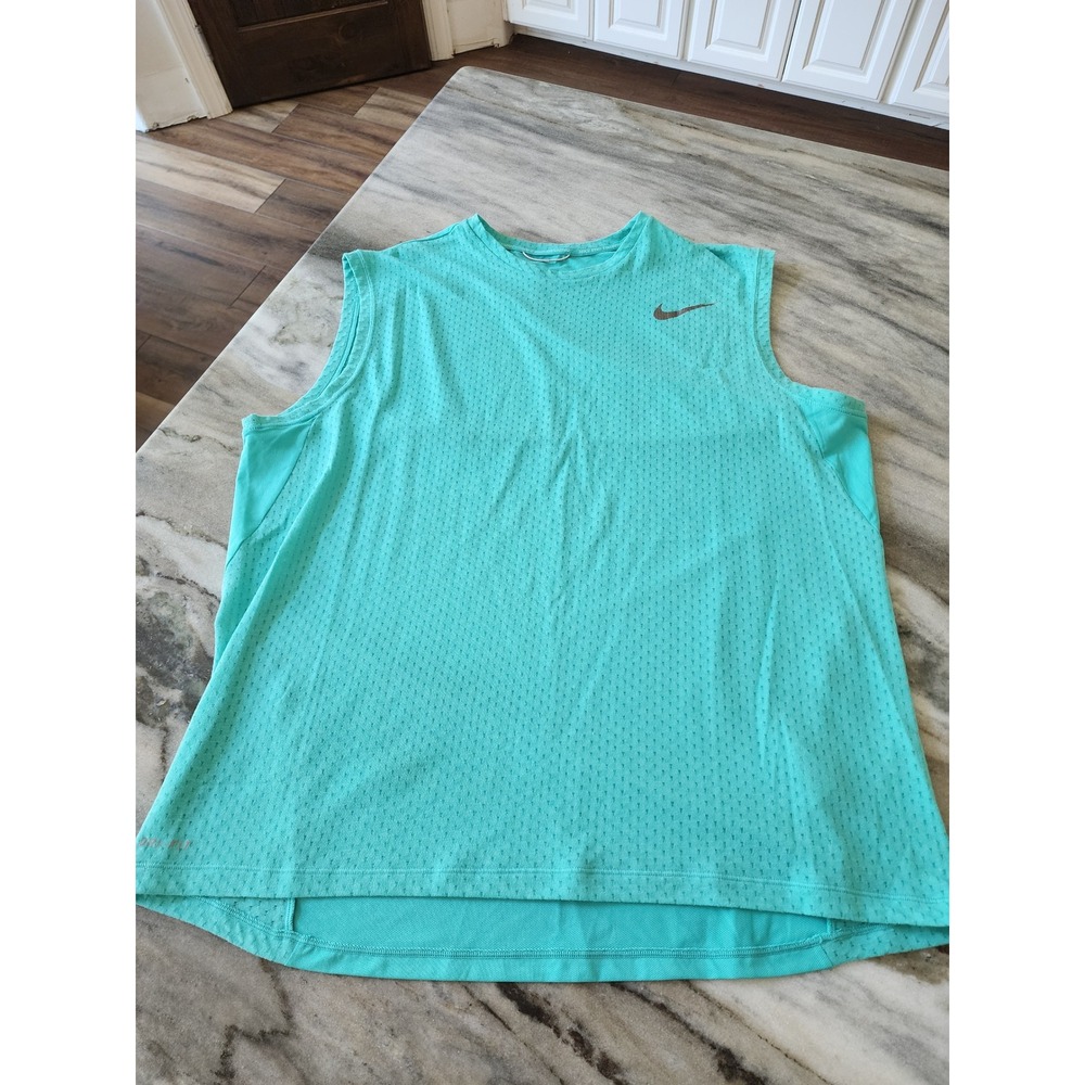 Nike Pro Training Dri-Fit Sleeveless Shirt Mens XXL Teal Mesh Activewear Top